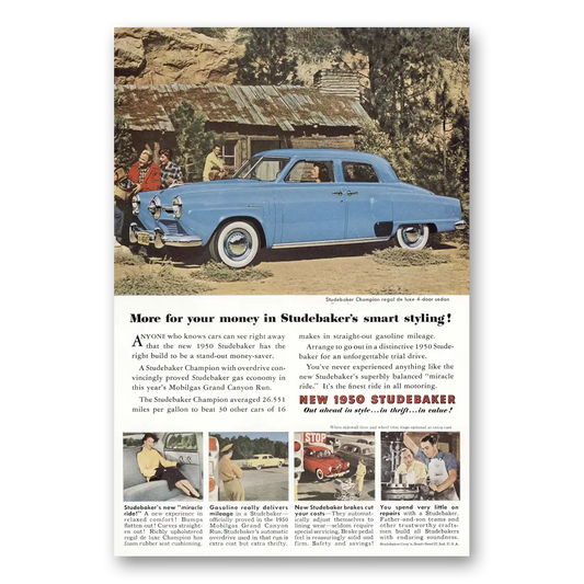 1950 Studebaker Champions Champion Smart Styling Vintage Magazine Print Ad