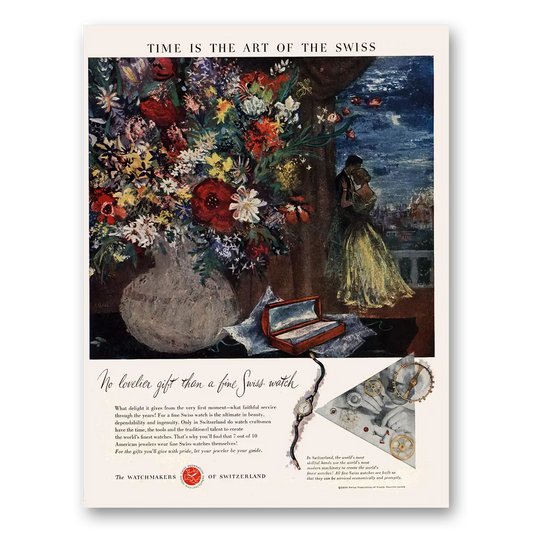 1950 Watchmakers of Switzerland No Lovelier Gift Vintage Magazine Print Ad