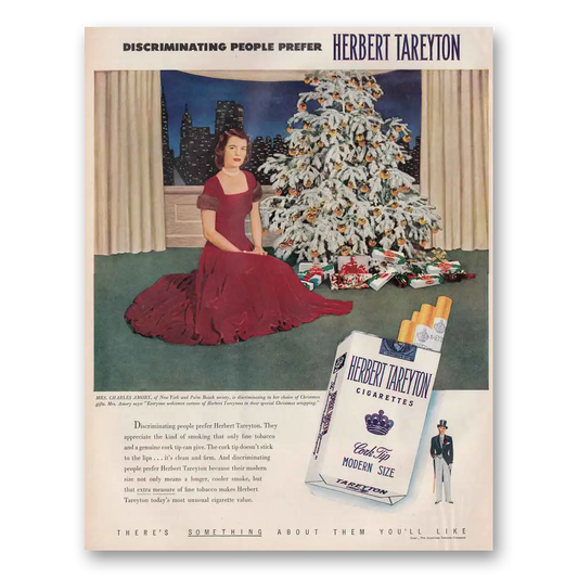 1950 Herbert Tareyton Cigarettes Christmas Discriminating People Vintage Magazine Print Ad