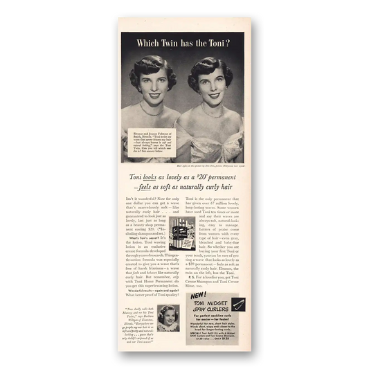 1950 Toni Home Permanent Which Twin Has the Toni Vintage Magazine Print Ad