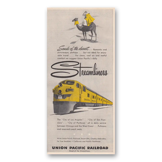 1950 Union Pacific Railroad Sands of the Desert Vintage Magazine Print Ad