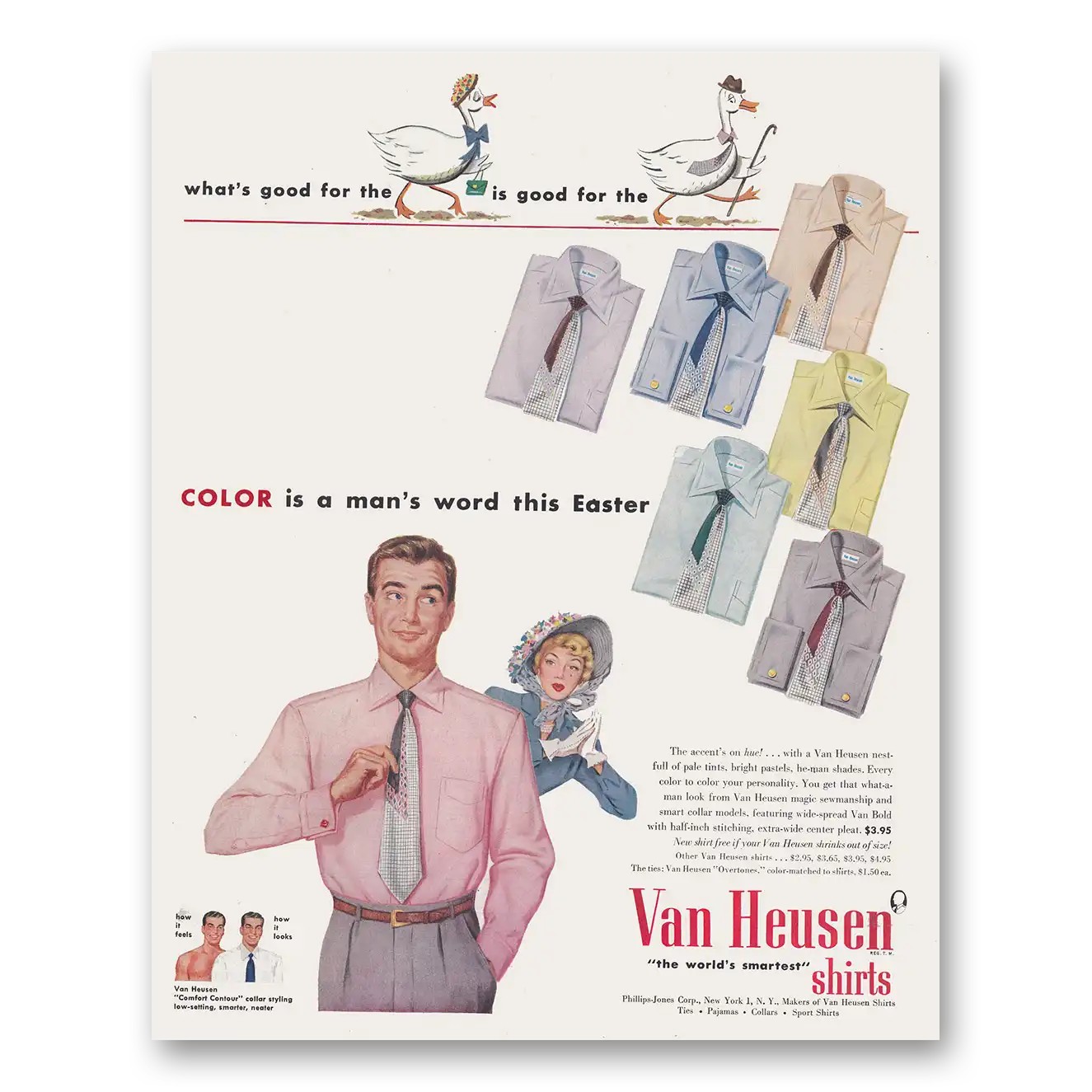 1950 Van Heusen Shirts Color Is A Mans Word This Easter Vintage Magazine Print Ad