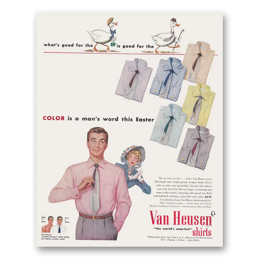 1950 Van Heusen Shirts Color Is A Mans Word This Easter Vintage Magazine Print Ad