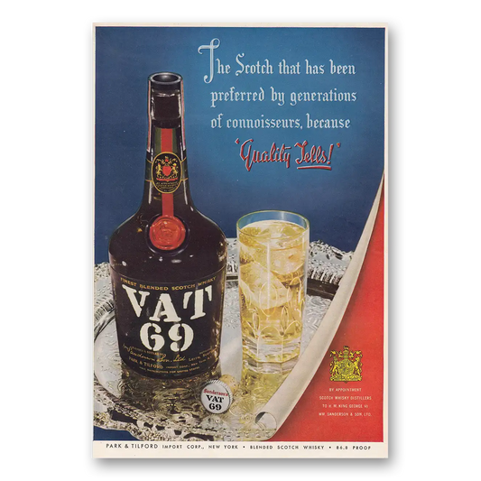 1950 VAT69 Preferred by Generations Vintage Magazine Print Ad