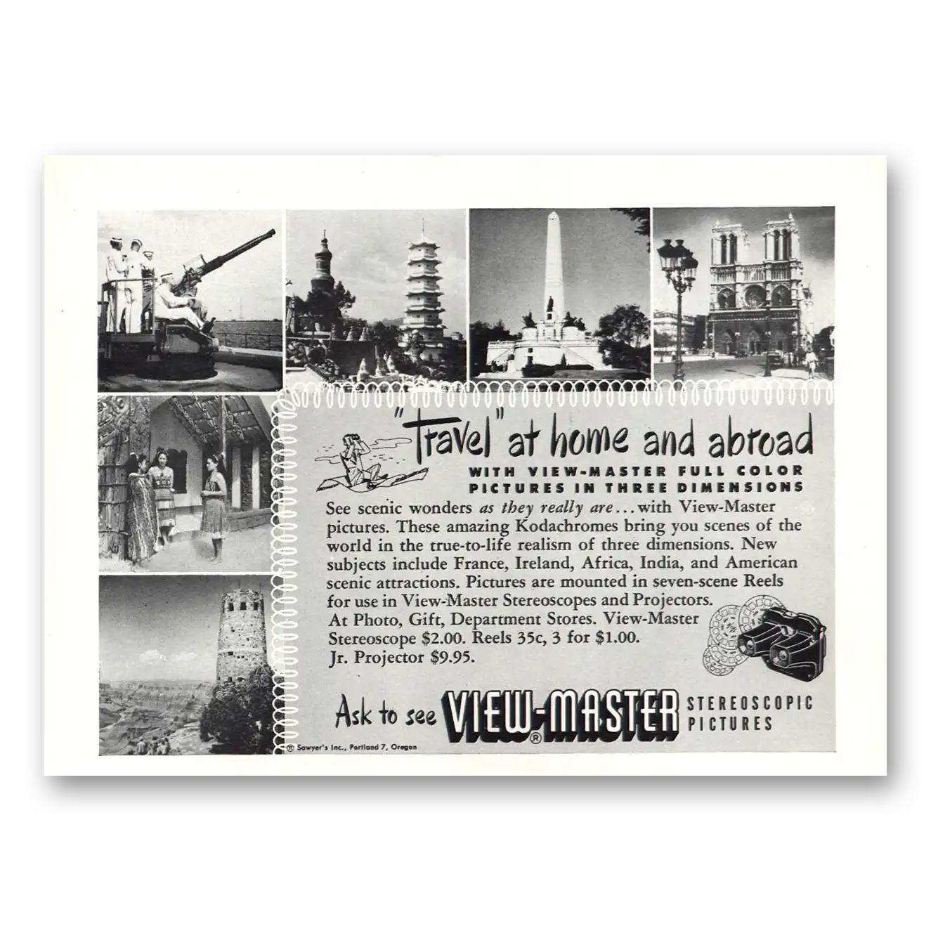 1950 View Master Travel At Home Abroad Vintage Magazine Print Ad