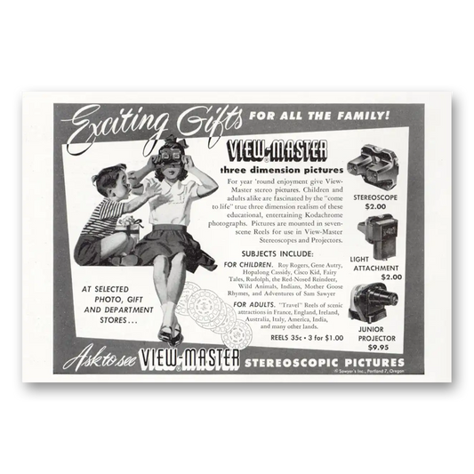 1950 View Master Stereoscope Junior Projector Vintage Magazine Print Ad