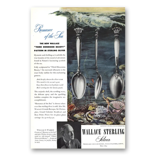 1950 Wallace Sterling Silver Romance of the Sea Vintage Magazine Print Ad