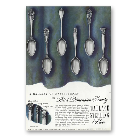 1950 Wallace Sterling Silver Third Dimension Beauty Vintage Magazine Print Ad