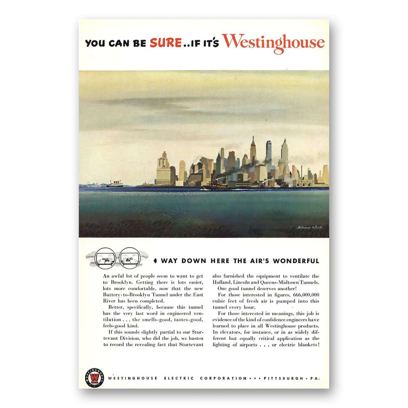 1950 Westinghouse Way Down Here The Airs Wonderful Vintage Magazine Print Ad