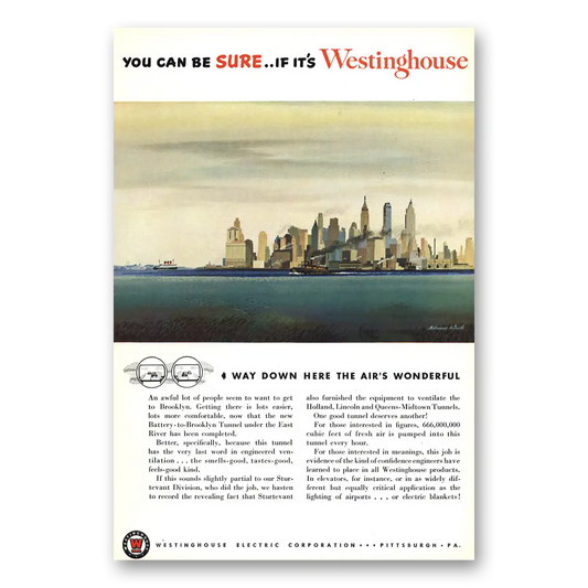 1950 Westinghouse Way Down Here The Airs Wonderful Vintage Magazine Print Ad