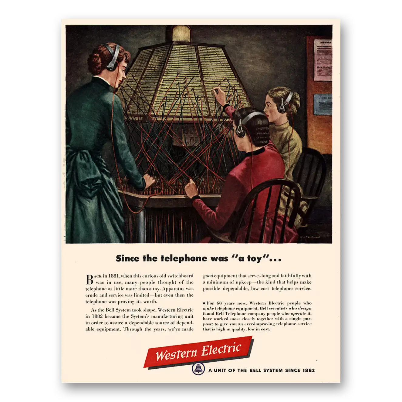 1950 Western Electric Since the Telephone Was a Toy Vintage Magazine Print Ad