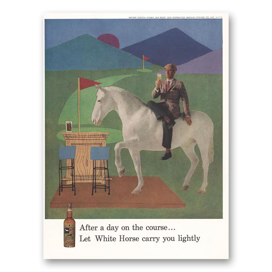 1959 White Horse Scotch Whisky After a Day On the Course Vintage Magazine Print Ad