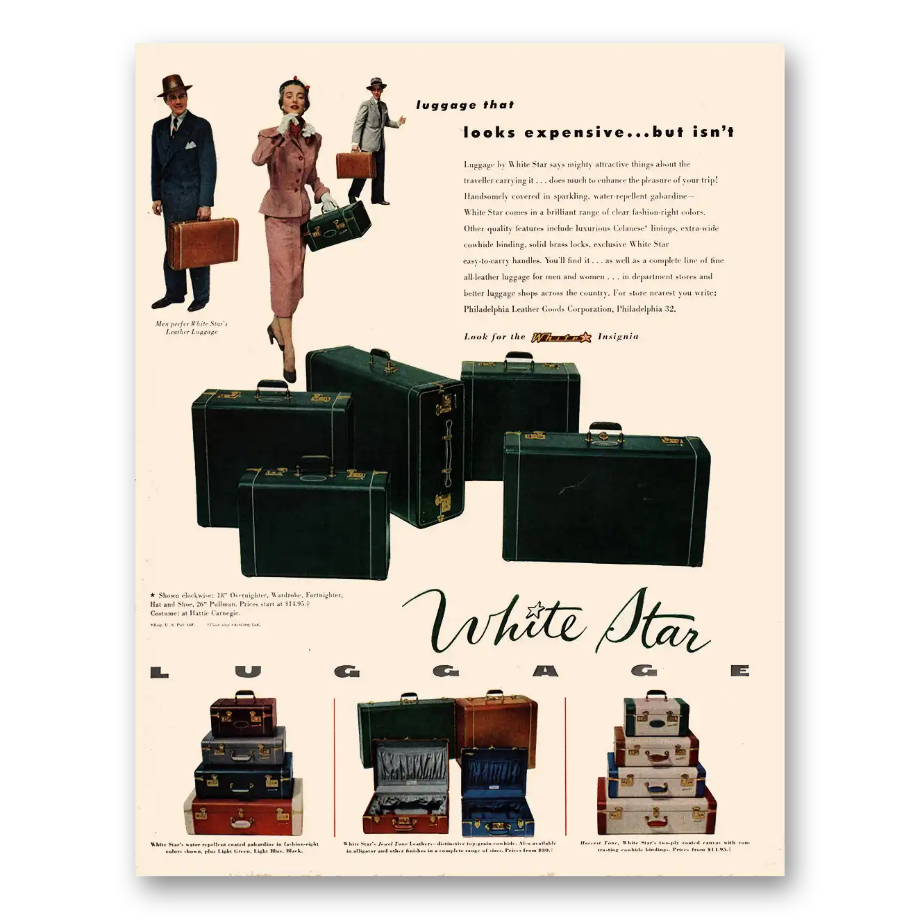 1950 White Star Luggage Looks Expensive Vintage Magazine Print Ad