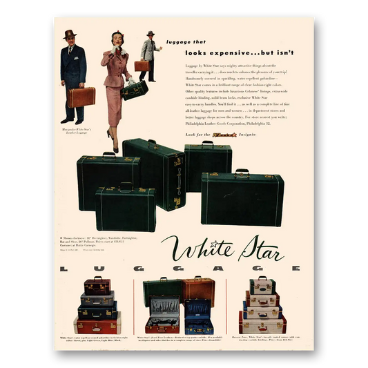 1950 White Star Luggage Looks Expensive Vintage Magazine Print Ad