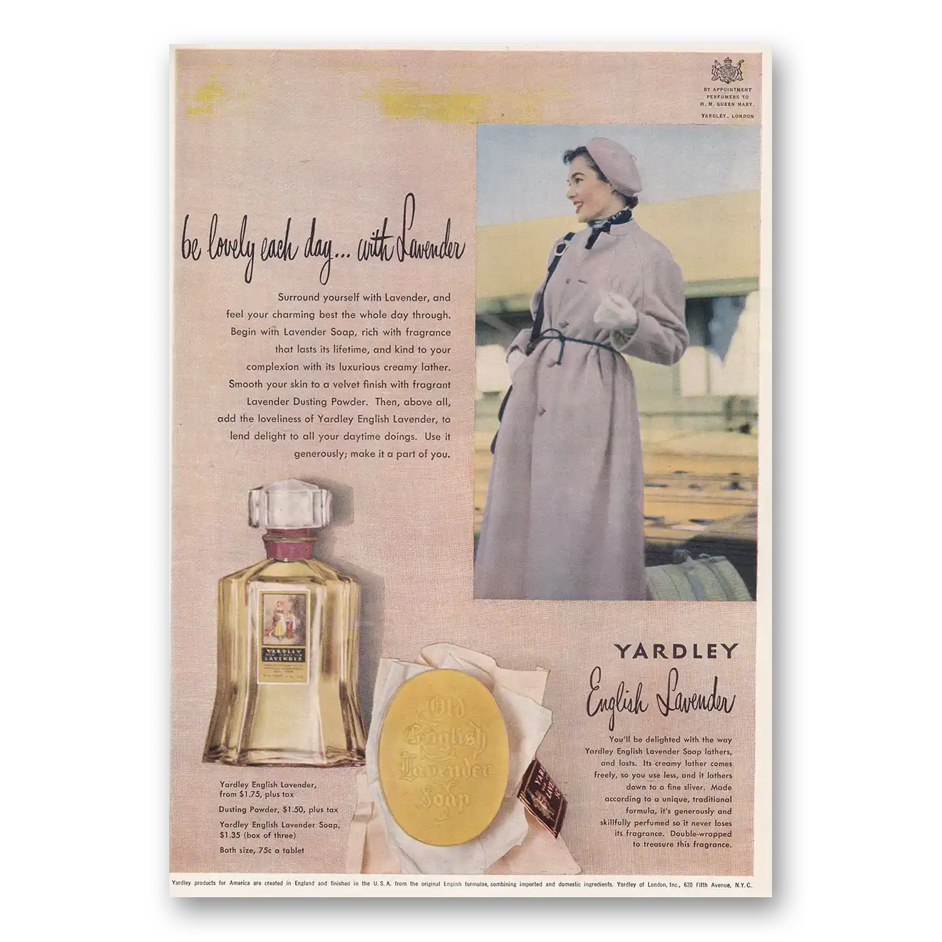 1950 English Lavender Be Lovely Each Day Vintage Magazine Print Ad