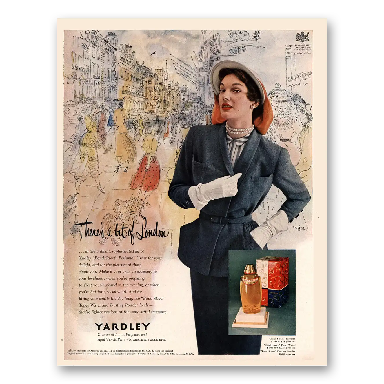 1950 Bond Street Perfume Theres a Bit of London Vintage Magazine Print Ad