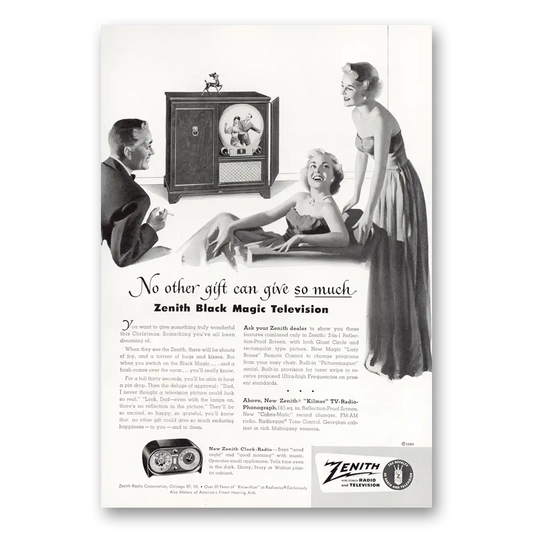 1950 Zenith Television Black Magic Television Vintage Magazine Print Ad