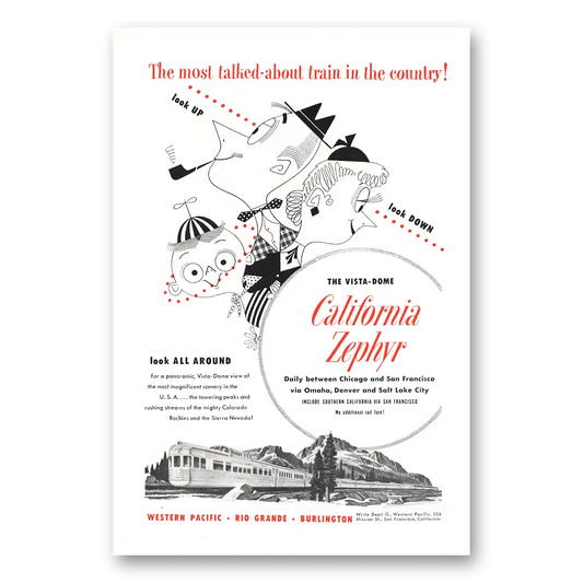 1950 California Zephyr Most Talked About Vintage Magazine Print Ad