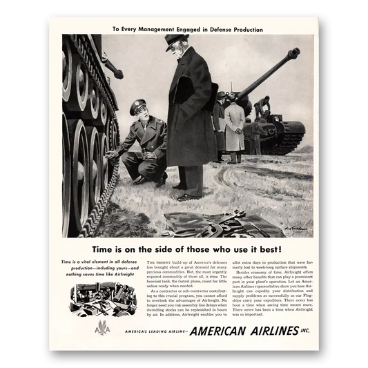 1951 American Airlines Time Is On the Side of Those Who Use It Best Vintage Magazine Print Ad