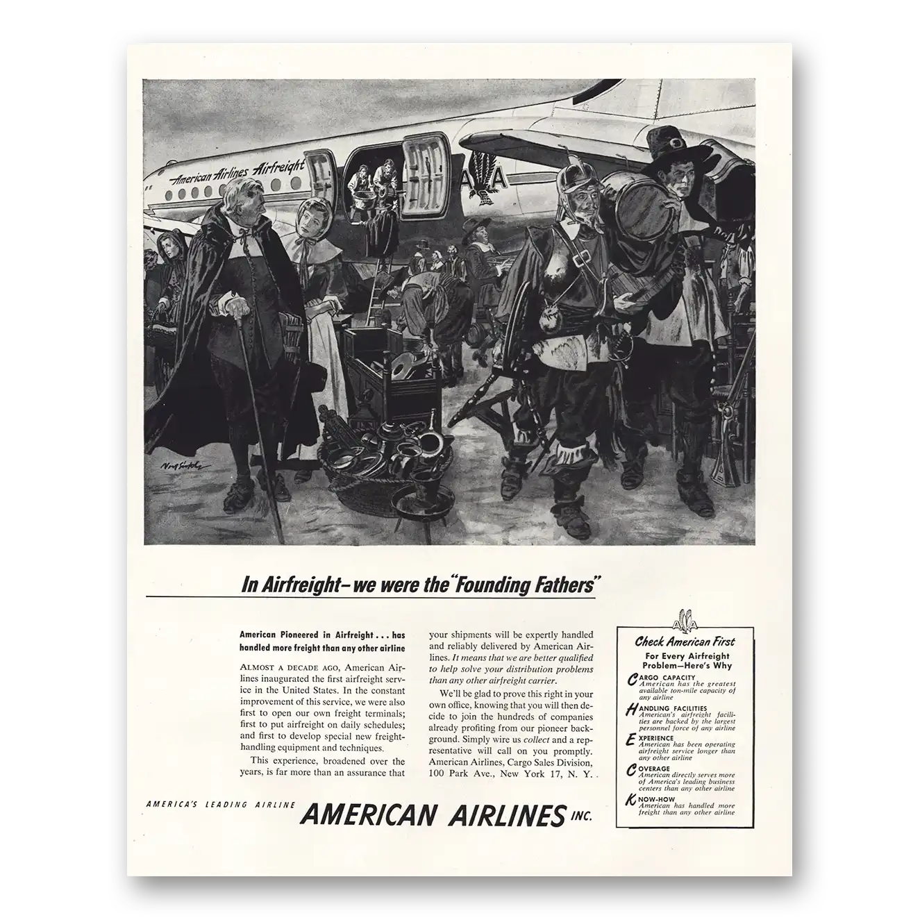 1952 American Airlines We Were the Founding Fathers Vintage Magazine Print Ad