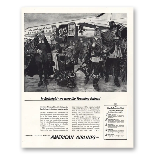 1952 American Airlines We Were the Founding Fathers Vintage Magazine Print Ad