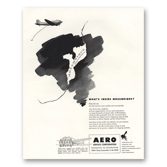 1951 Aero Service Whats Inside Mozambiquet Vintage Magazine Print Ad