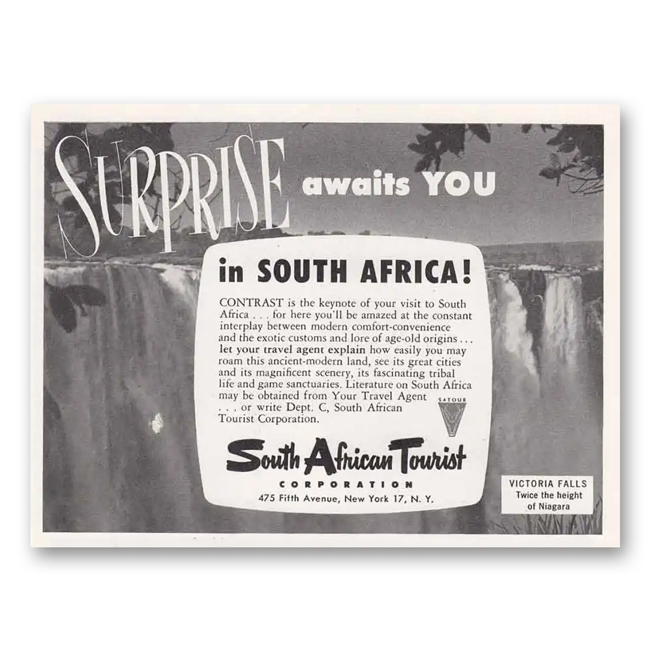 1951 South Africa Surprise Awaits You Vintage Magazine Print Ad