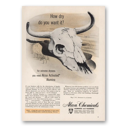 1951 Alcoa Chemicals How Dry Do You Want It Vintage Magazine Print Ad