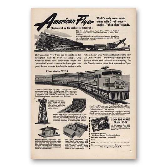 1951 American Flyer Only Scale Model Trains Vintage Magazine Print Ad