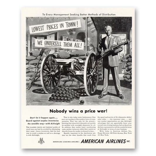 1951 American Airlines Nobody Wins a Price War Vintage Magazine Print Ad