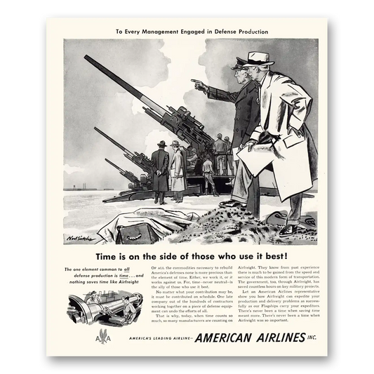 1951 American Airlines Time Is On the Side Vintage Magazine Print Ad