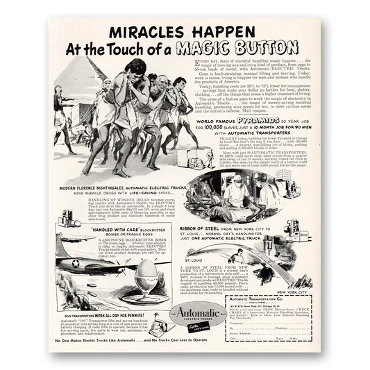 1951 Automatic Transportation Touch of Magic Button Vintage Magazine Print Ad