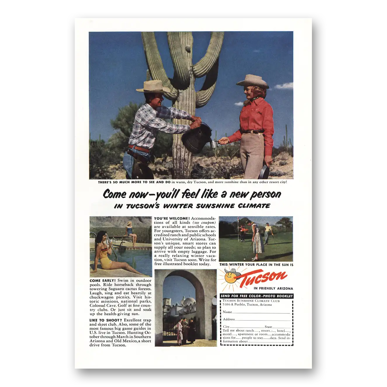 1951 Tucson Arizona Feel Like New Person Vintage Magazine Print Ad