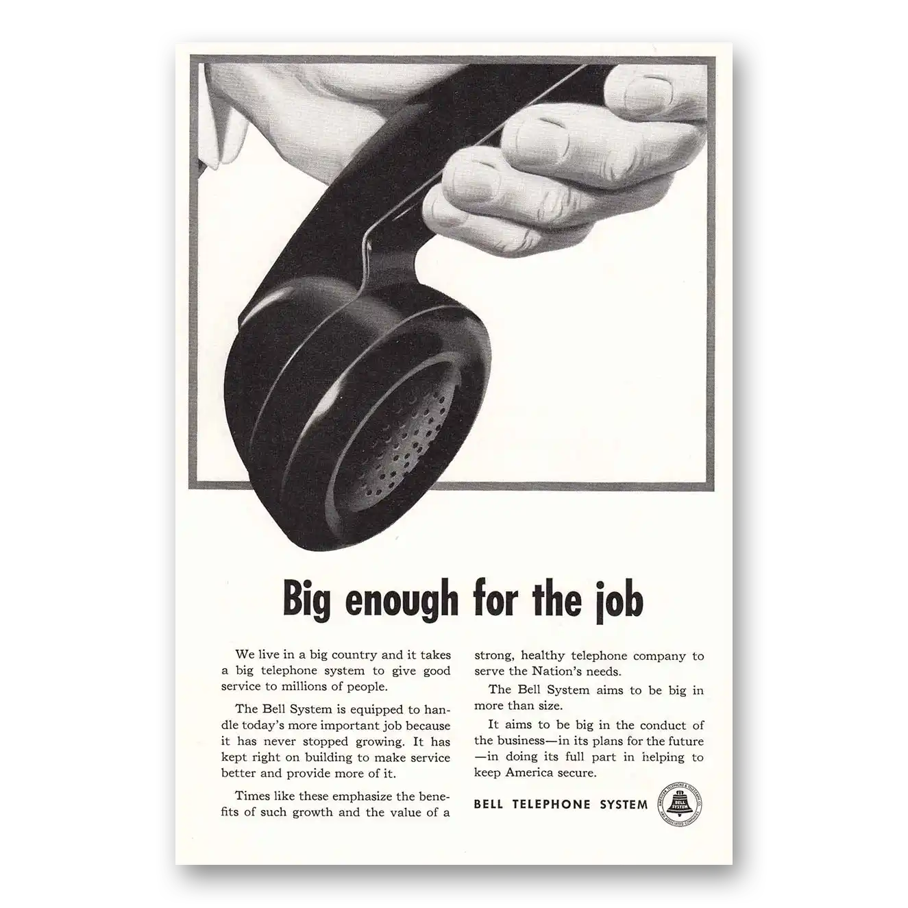 1951 Bell Telephone Big Enough Vintage Magazine Print Ad