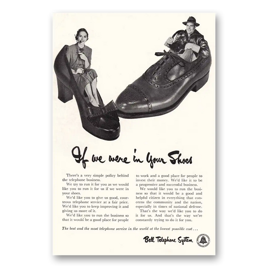 1951 Bell Telephone We Were In Your Shoes Vintage Magazine Print Ad