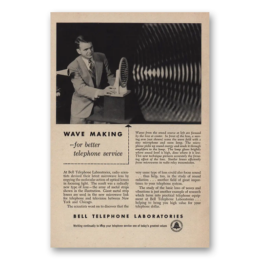 1951 Bell Telephone Wave Making Vintage Magazine Print Ad