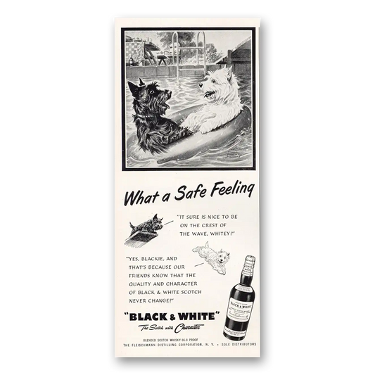 1951 Black and White Scotch What a Safe Feeling Vintage Magazine Print Ad