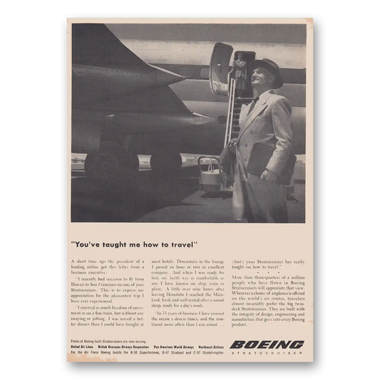 1951 Boeing Stratocruiser Taught Me How to Travel Vintage Magazine Print Ad