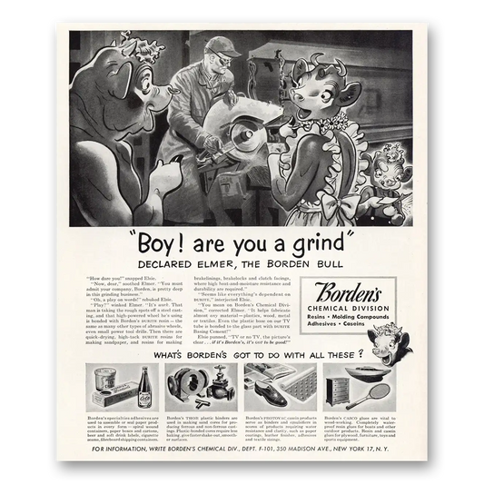 1951 Borden Boy Are You a Grind Vintage Magazine Print Ad