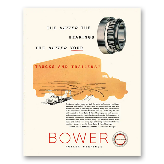 1951 Bower Roller Bearings Trucks and Trailers Vintage Magazine Print Ad