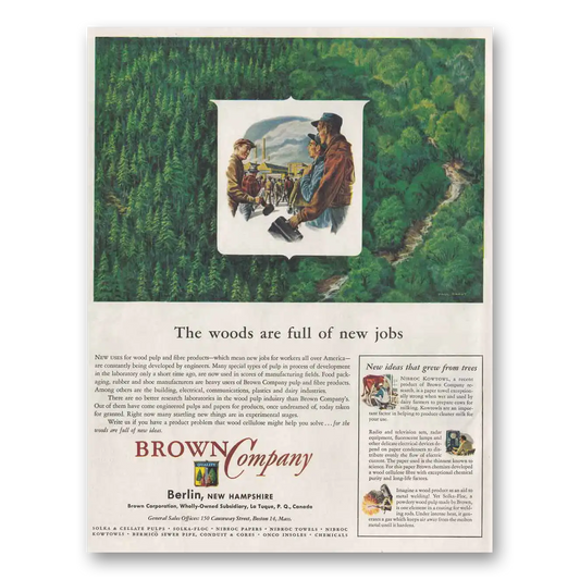 1951 Brown Company Woods Are Full of New Jobs Vintage Magazine Print Ad