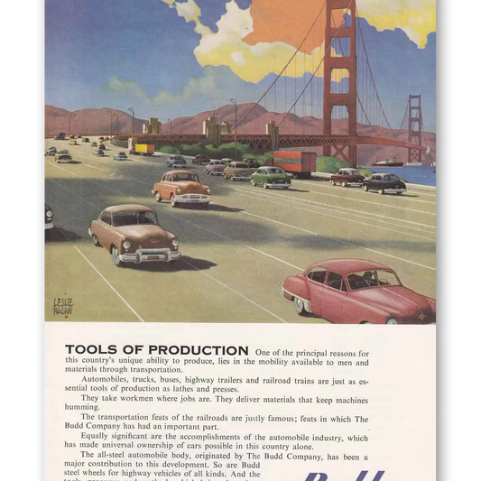 1951 Budd Tools of Production Bridge Vintage Magazine Print Ad