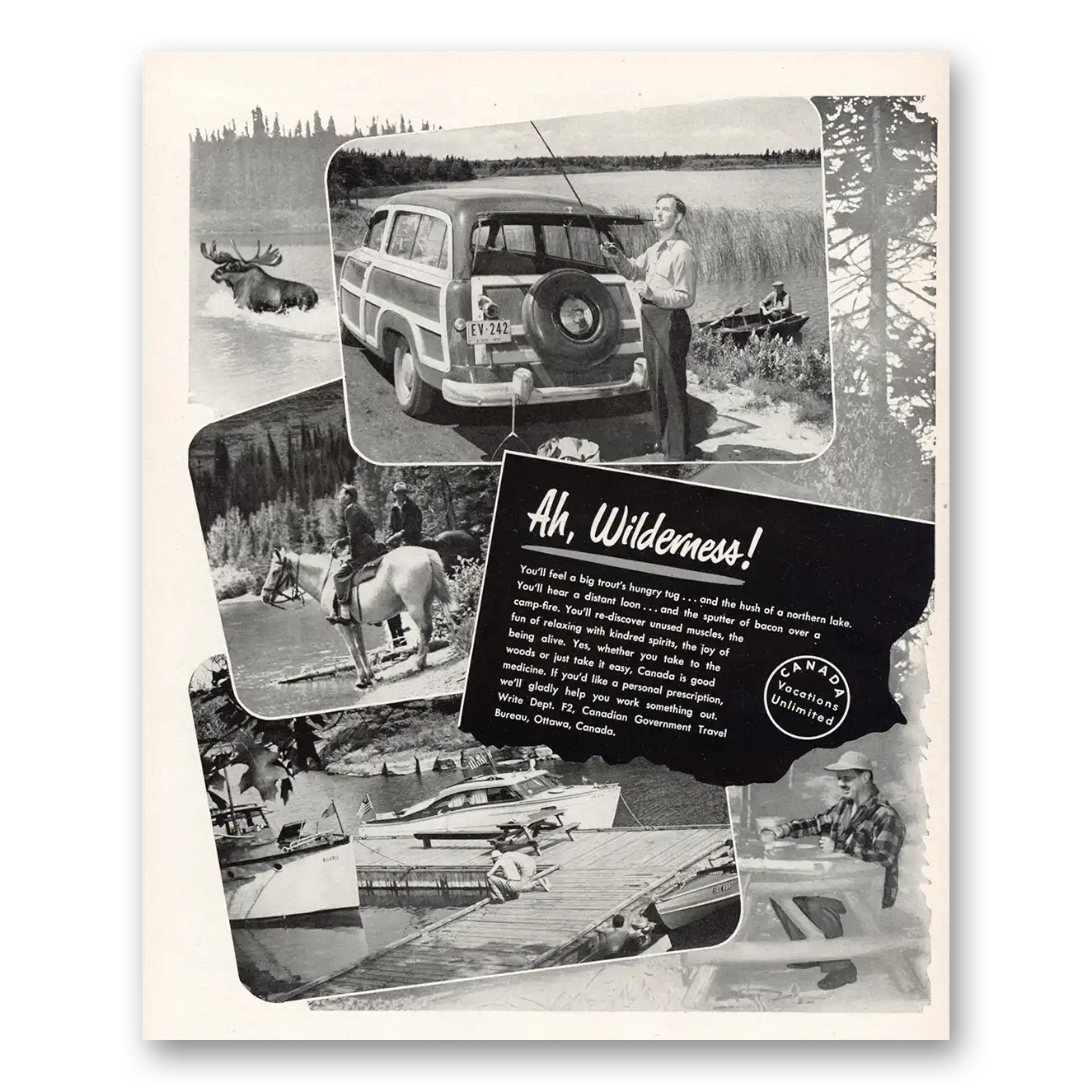 1951 Canada Ah Wilderness Vintage Magazine Print Ad