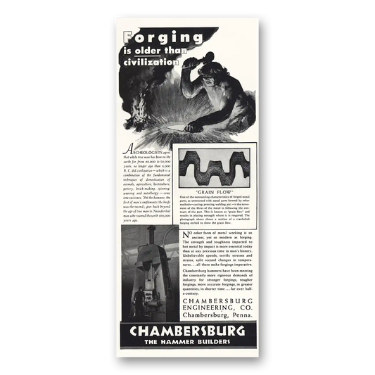 1951 Chambersburg Hammers Forging Older Than Civilization Vintage Magazine Print Ad