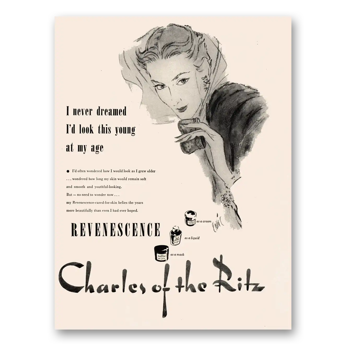 1951 Charles of the Ritz Cosmetics Look This Young At My Age Vintage Magazine Print Ad