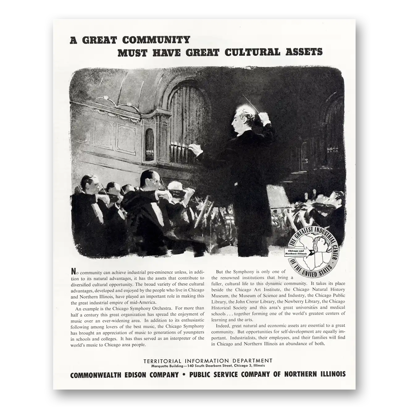 1951 Commonwealth Edison Great Cultural Assets Vintage Magazine Print Ad