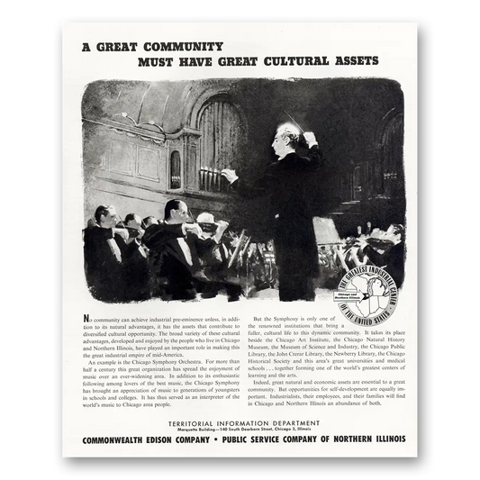 1951 Commonwealth Edison Great Cultural Assets Vintage Magazine Print Ad