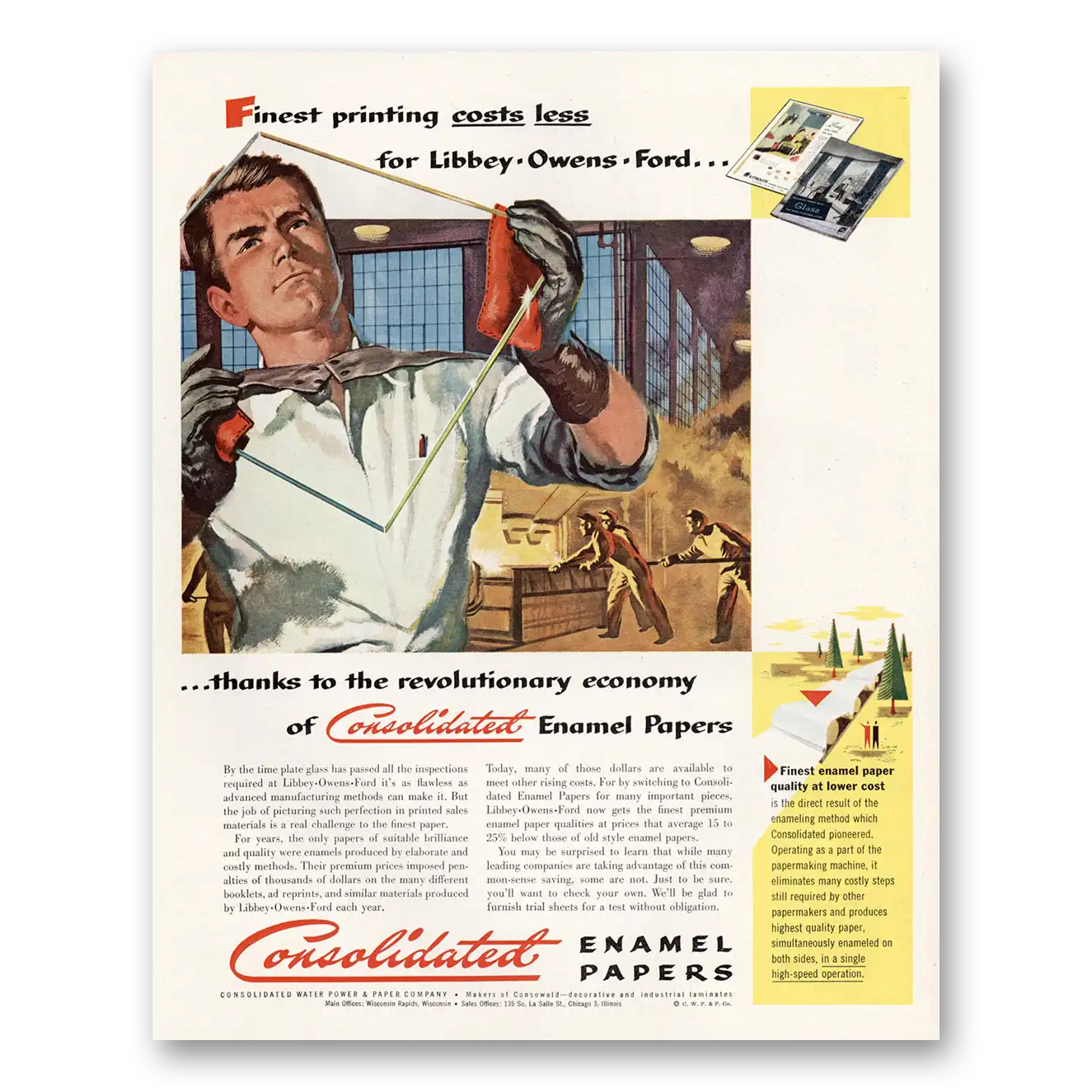 1951 Consolidated Enamel Papers Revolutionary Economy Vintage Magazine Print Ad