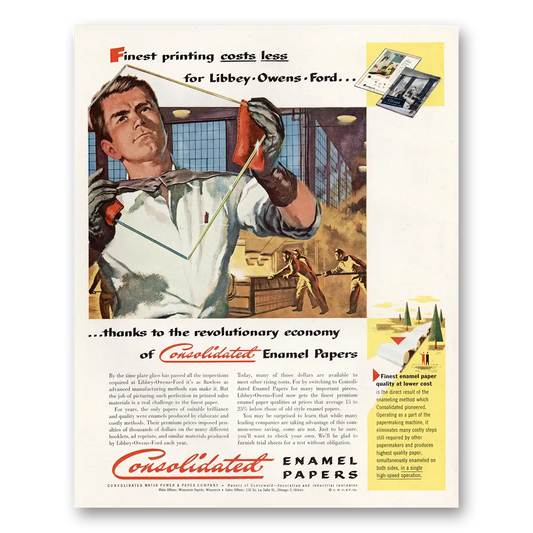 1951 Consolidated Enamel Papers Revolutionary Economy Vintage Magazine Print Ad