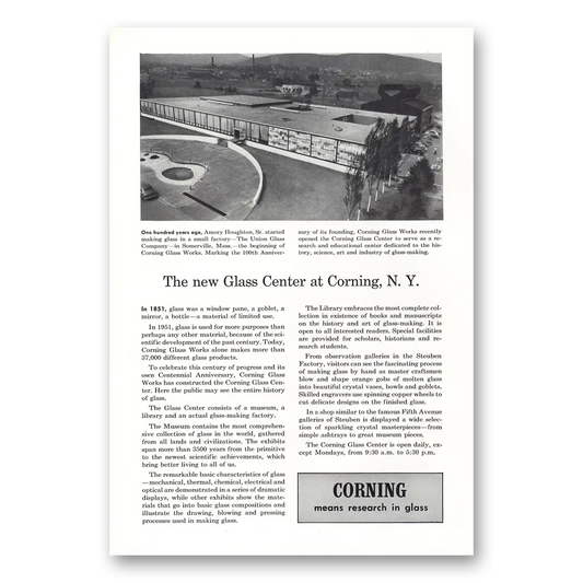 1951 Corning Glass Glass Center New York Vintage Magazine Print Ad